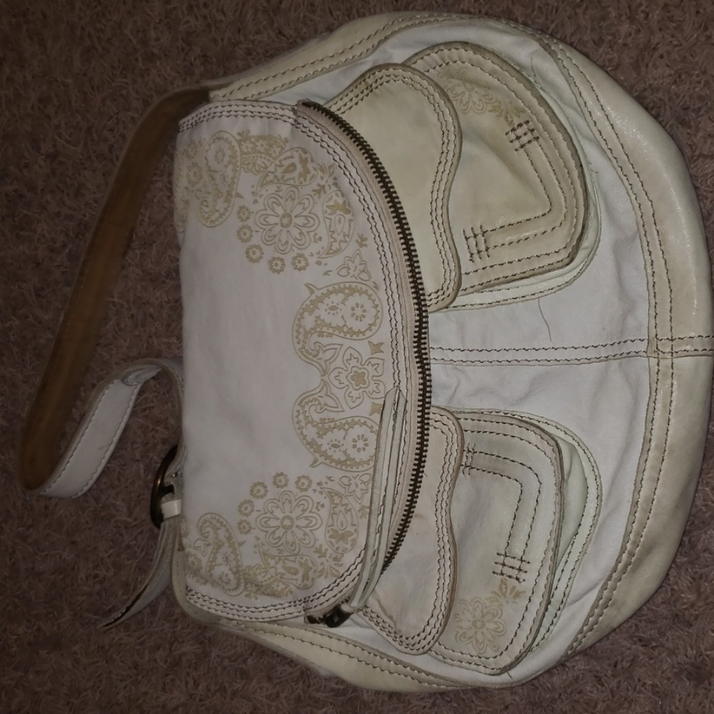 White leather purse